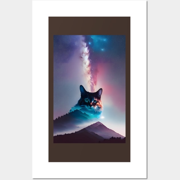 Copy of Galaxy Cat Double Exposure - Modern Digital Art Wall Art by Ai-michiart